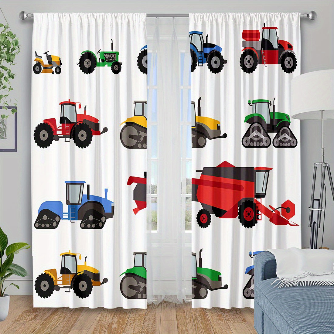 Cartoon Tractor Curtain Colorf - Agriculture Farming Vehicles reseña y precio