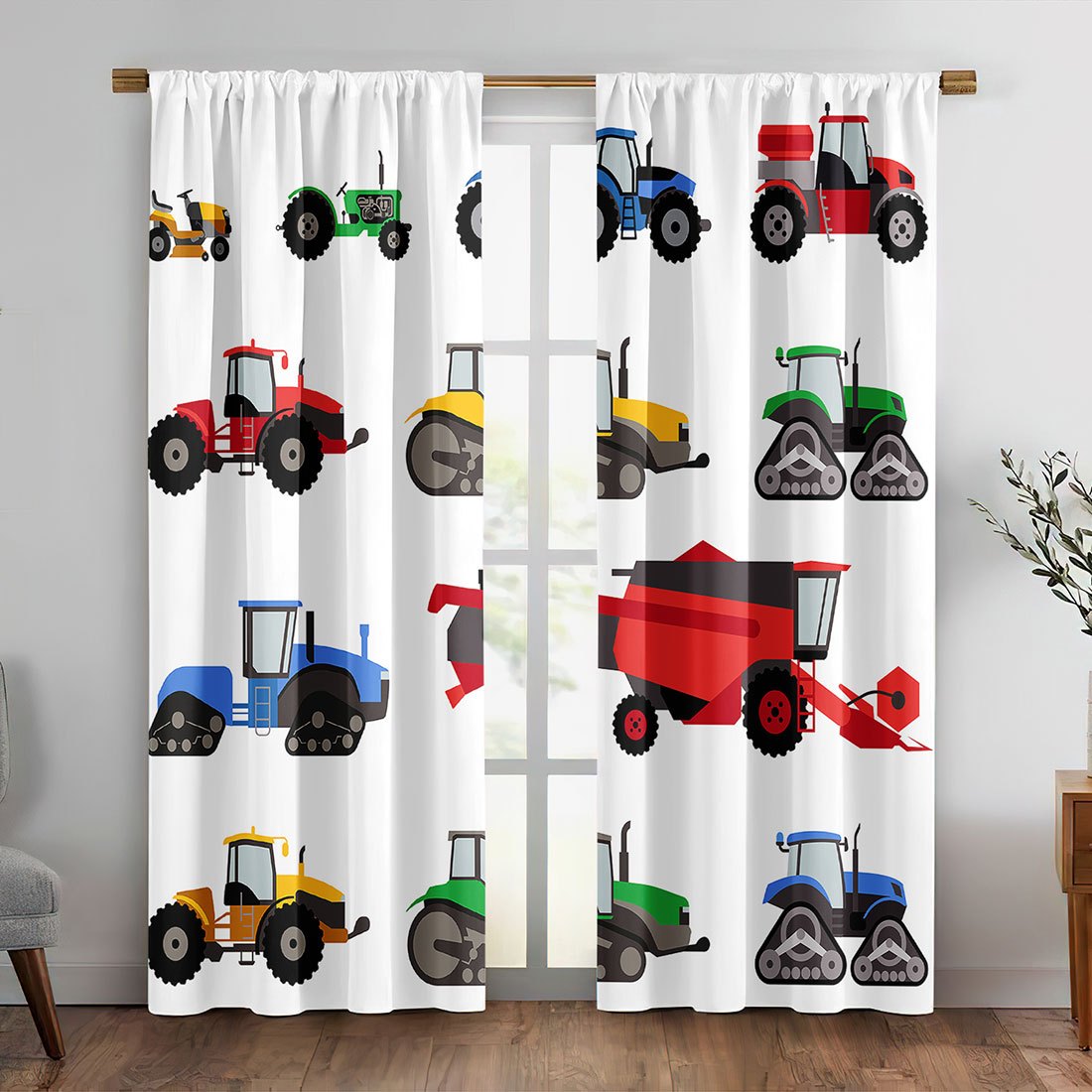 Cartoon Tractor Curtain Colorf - Agriculture Farming Vehicles reseña y precio
