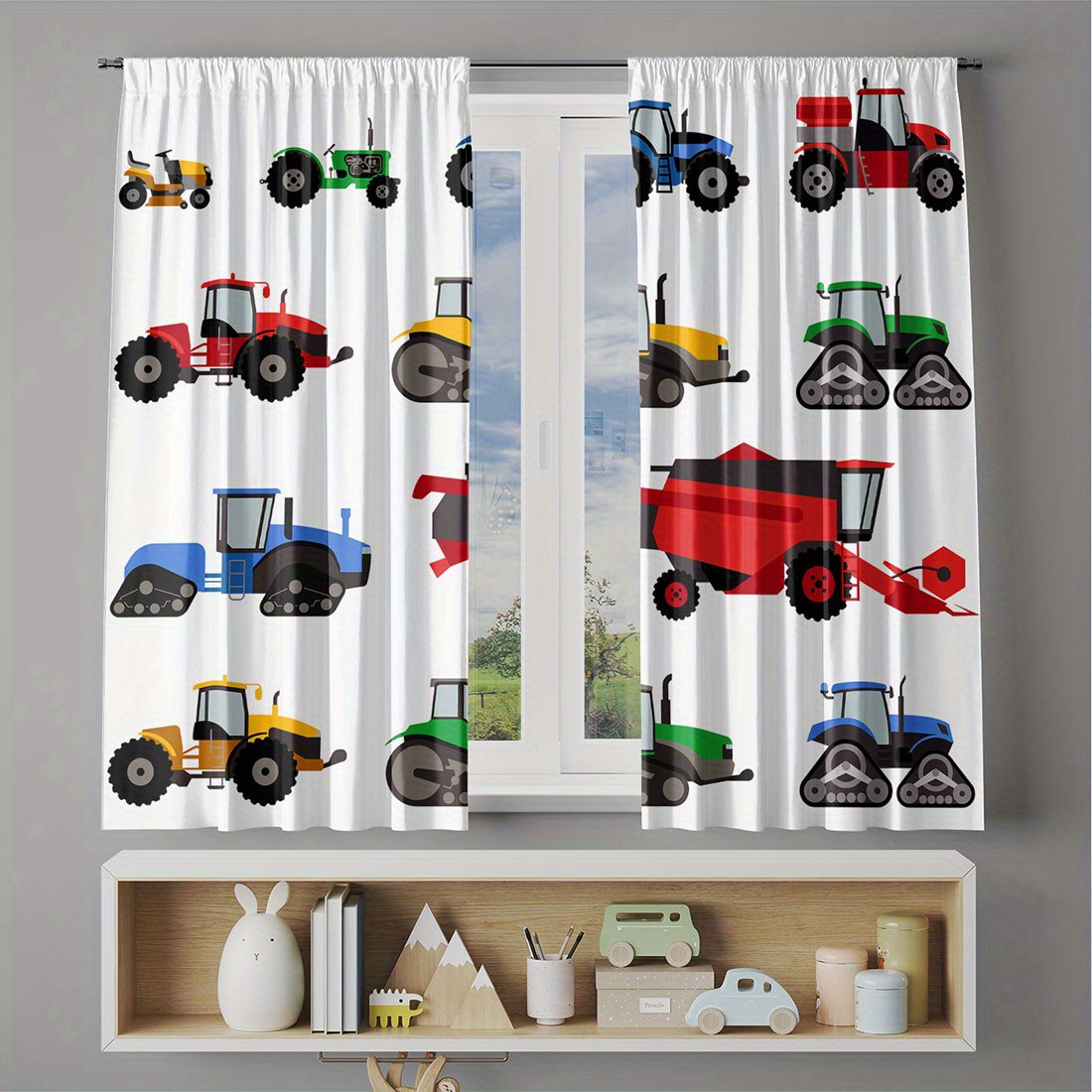 Cartoon Tractor Curtain Colorf - Agriculture Farming Vehicles reseña y precio